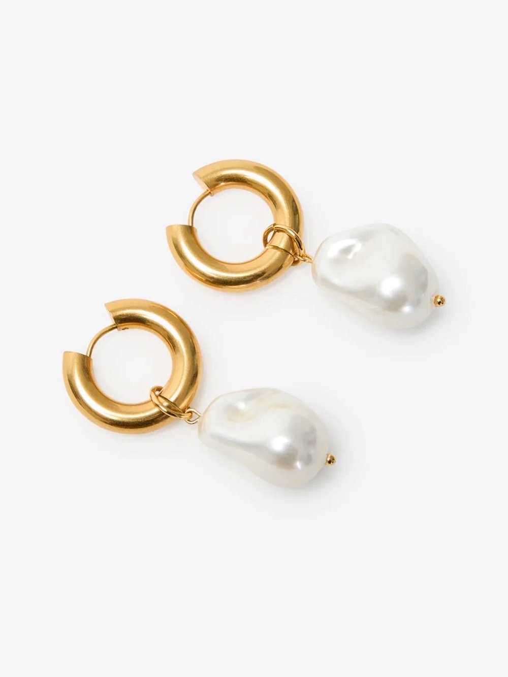 MARCELLA Chunky Gold Hoop Earrings with Pearl Drops